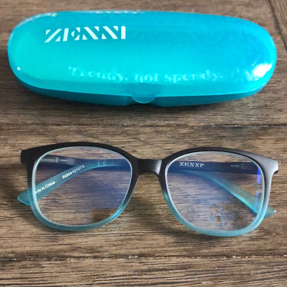 Zenni Optical Blue Gradient Reading Glasses with Case (1.5 strength)